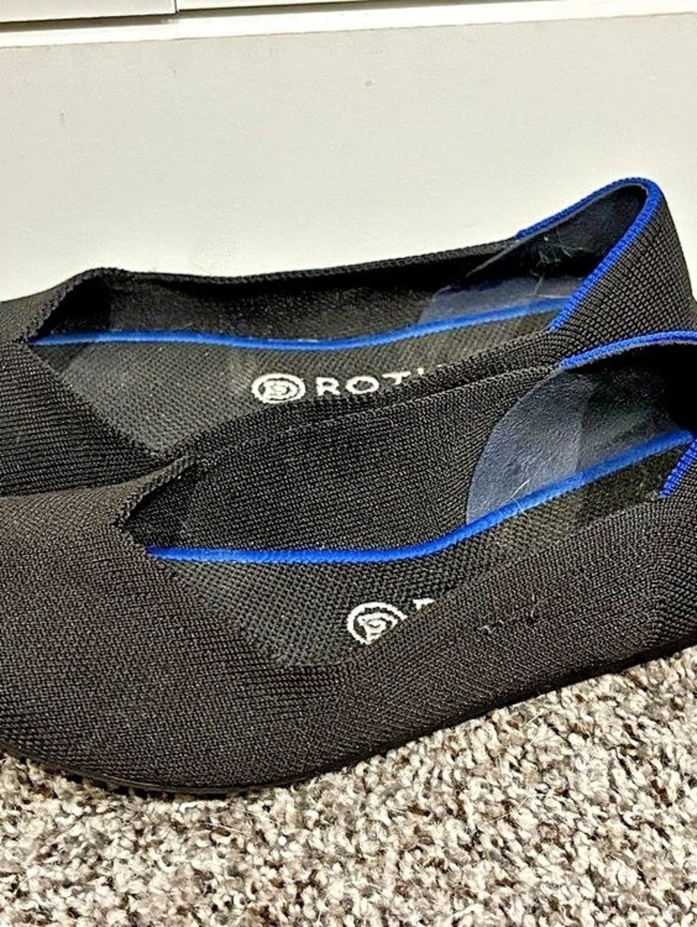 Rothy's The Point Black & Blue Flats Women’s US 8.5